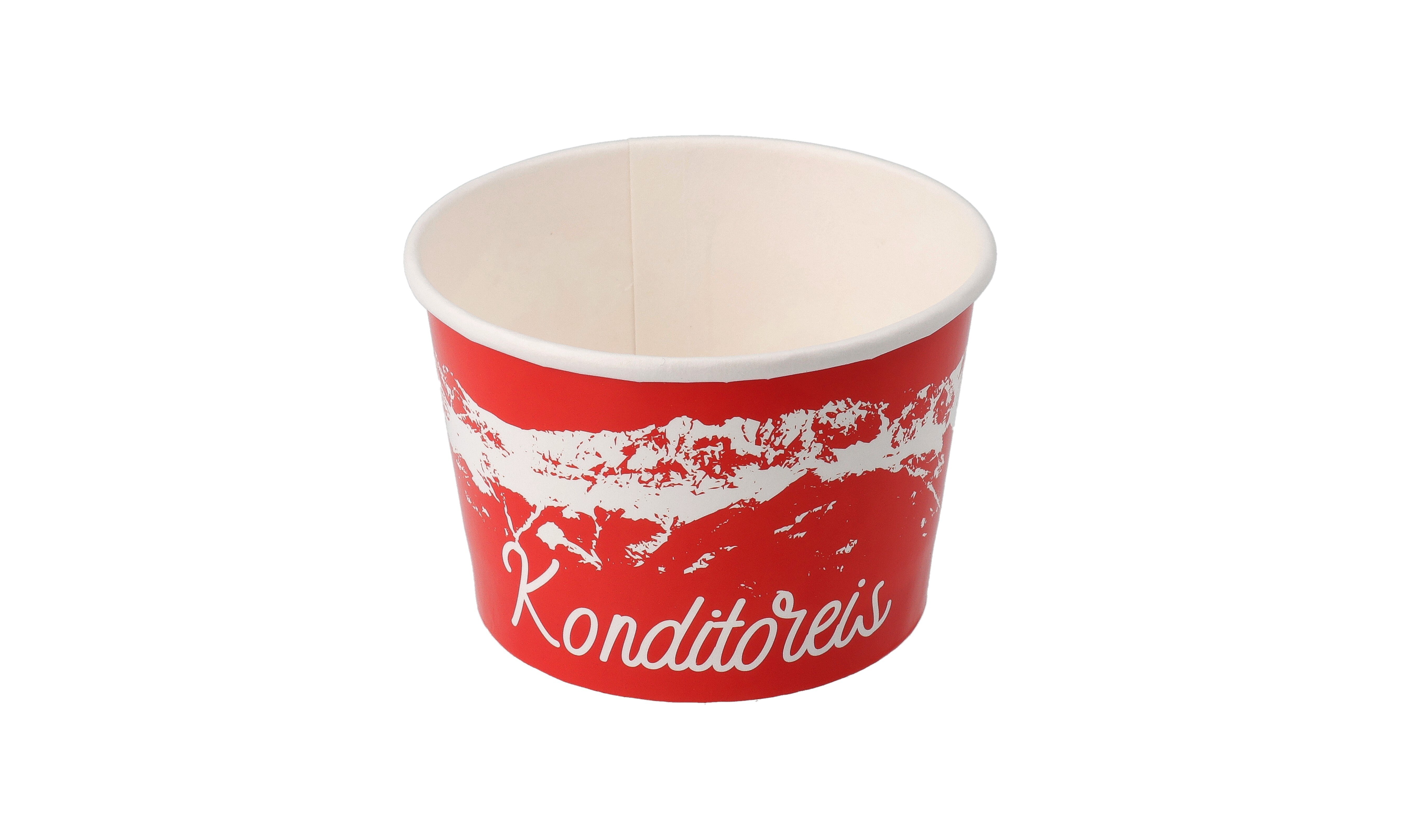 Becher Karton/PE, rot, rund, 120 ml