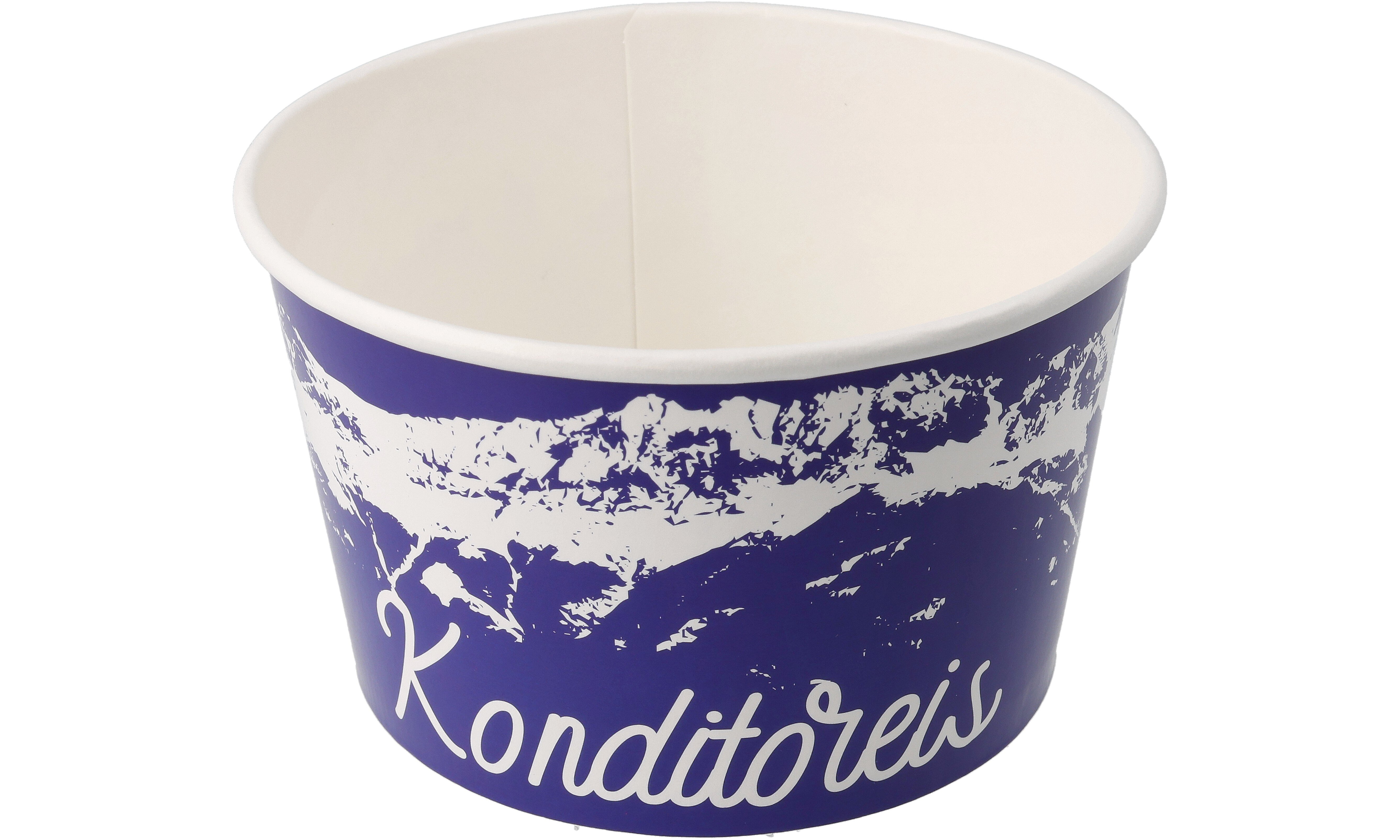 Becher Karton/PE, blau, rund, 390 ml