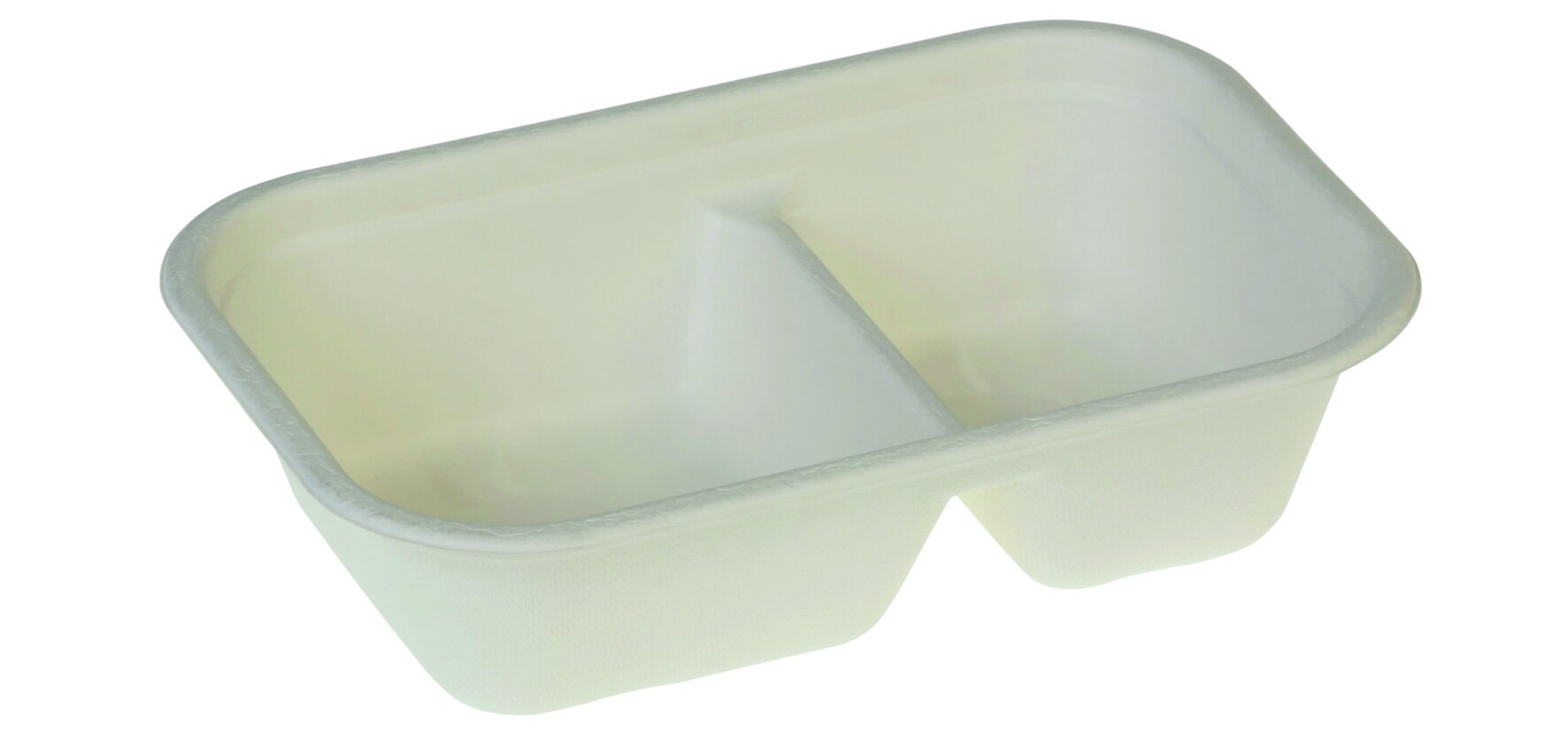 Schale naturesse Zuckerrohr, weiß, rechteckig, 2-geteilt, 420/250  ml