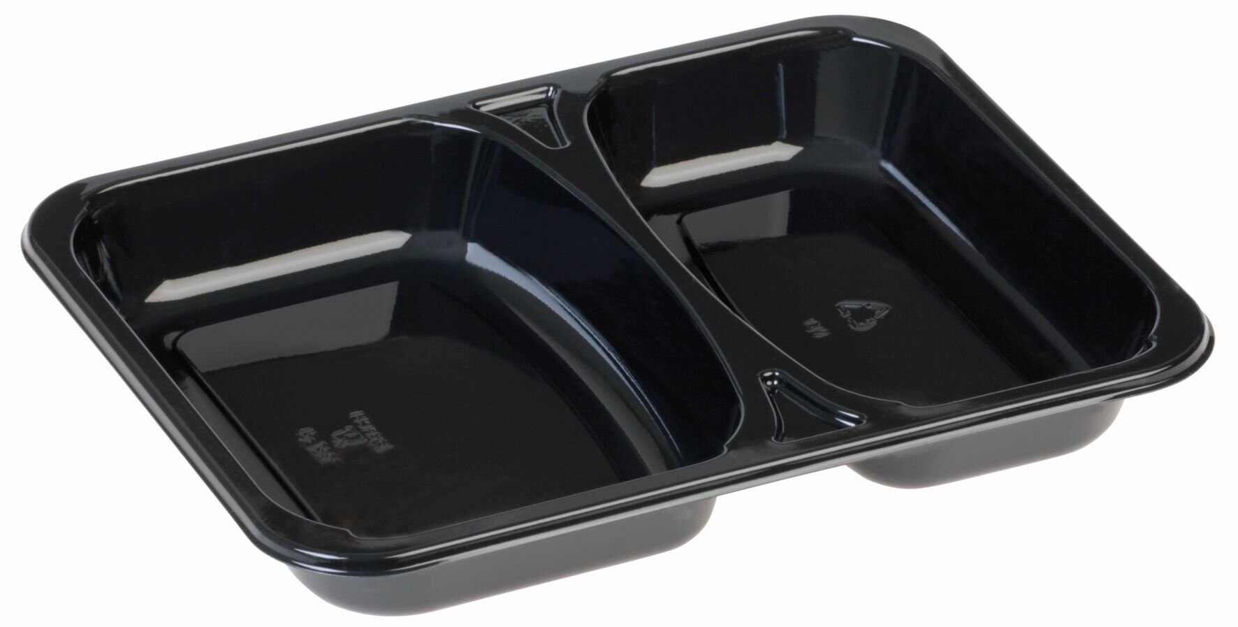 Menüschale suplesse rCPET, schwarz, rechteckig, 2-geteilt, 1065 ml