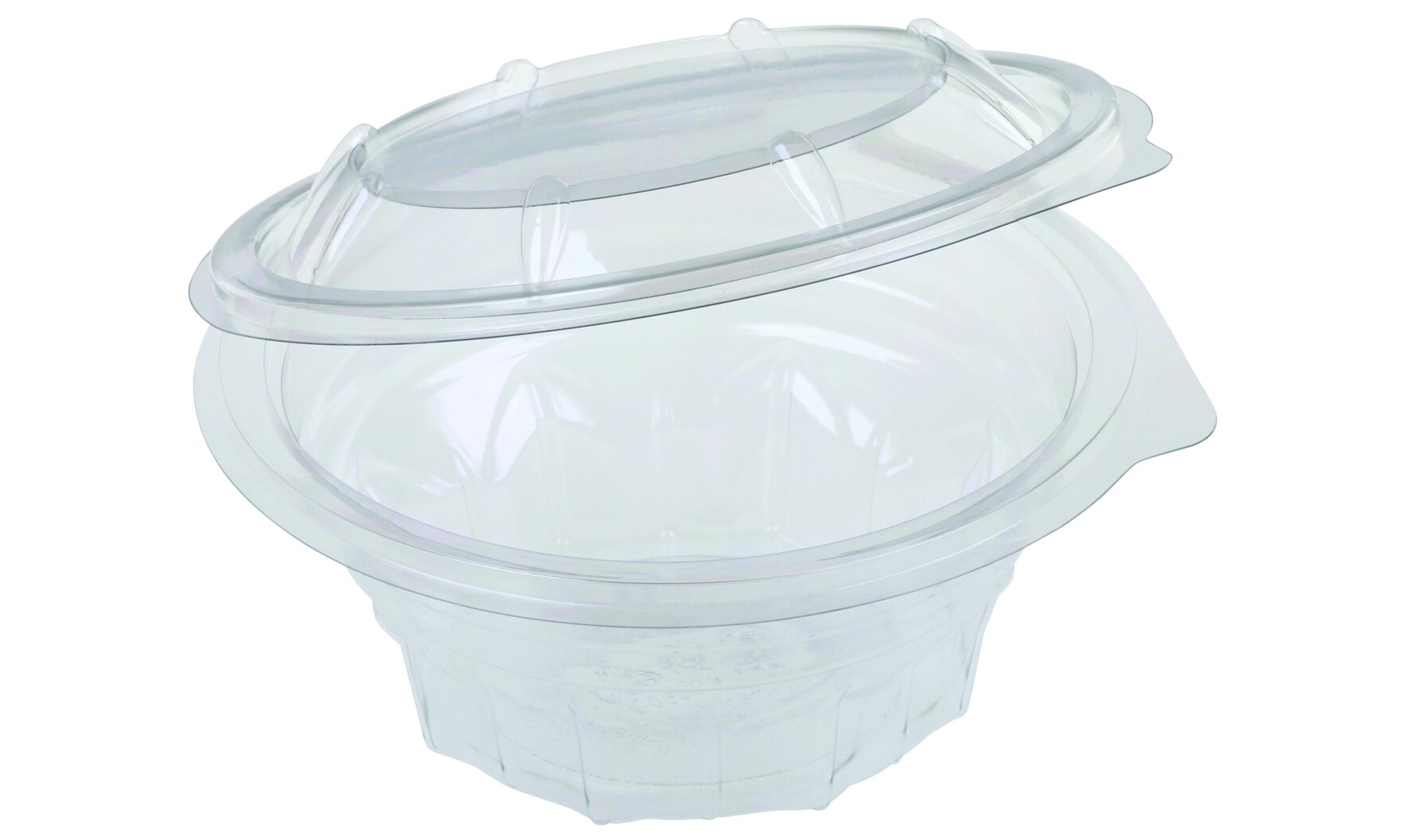 Schale mit Klappdeckel suplesse rPET, transparent, rund, 370 ml