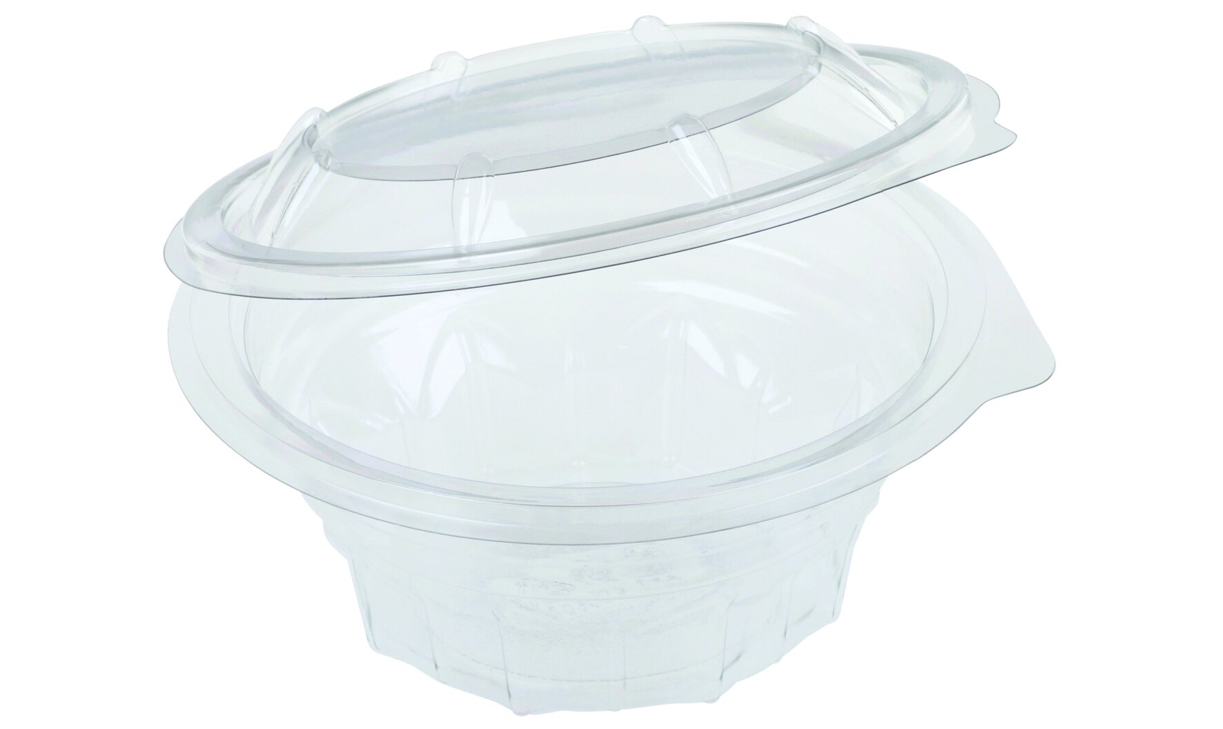 Schale mit Klappdeckel suplesse rPET, transparent, rund, 1000 ml