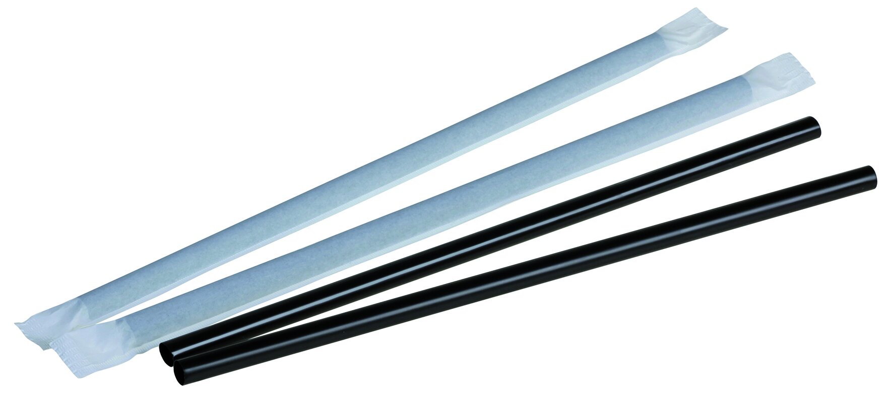 Trinkhalm PP, schwarz, gehülst, Ø 8 x 240 mm