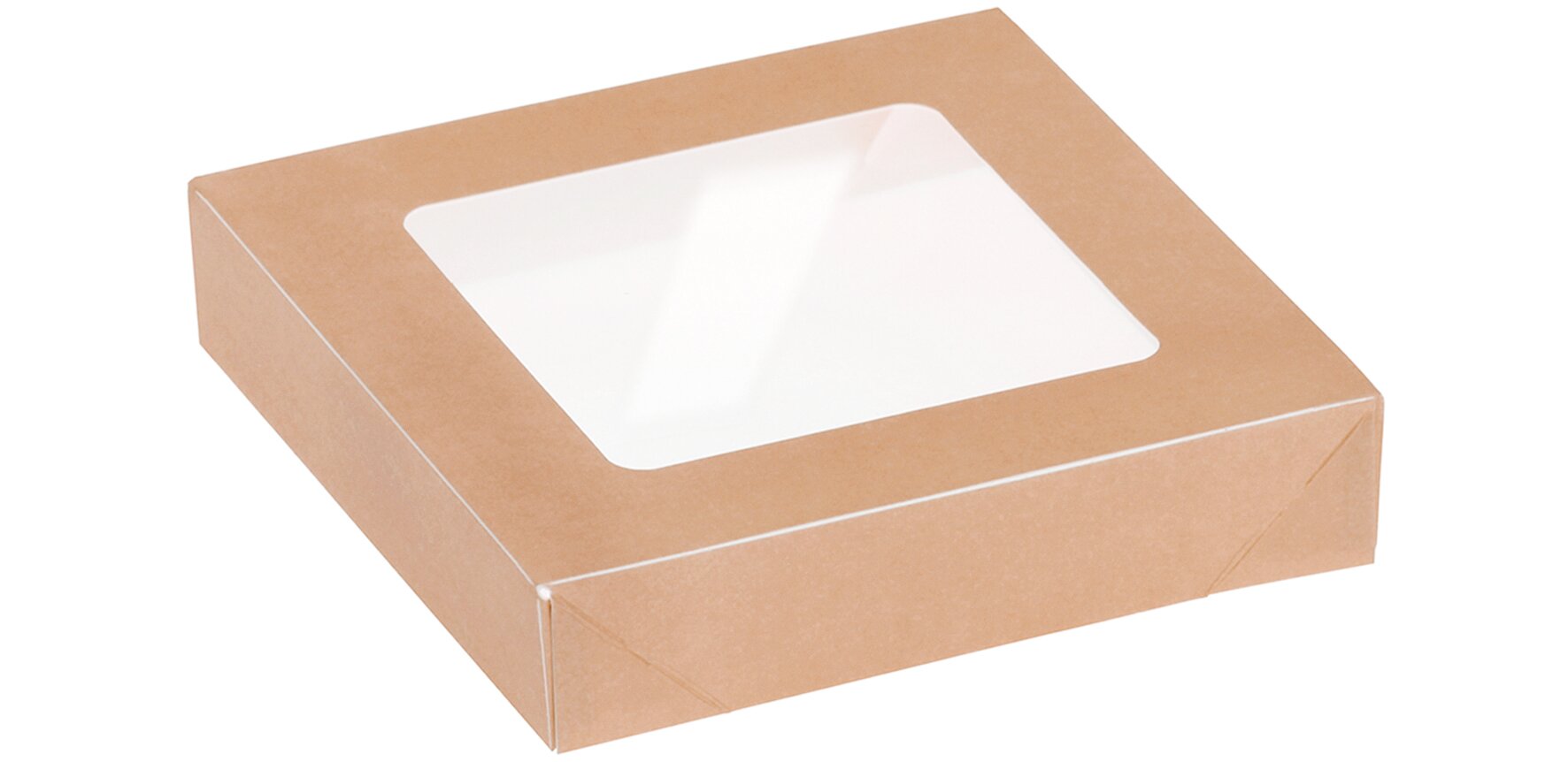 Deckel mit Sichtfenster suplesse Karton/PE, braun, quadratisch, 17 x 17 cm