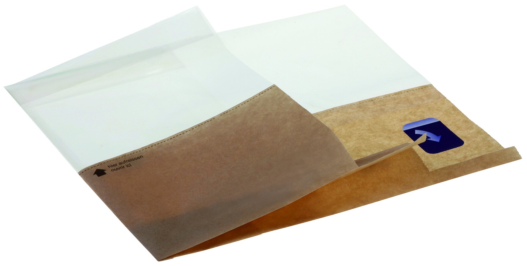 Beutel mit Sichtfenster suplesse Papier/PET, braun, 21.5 x 18 cm