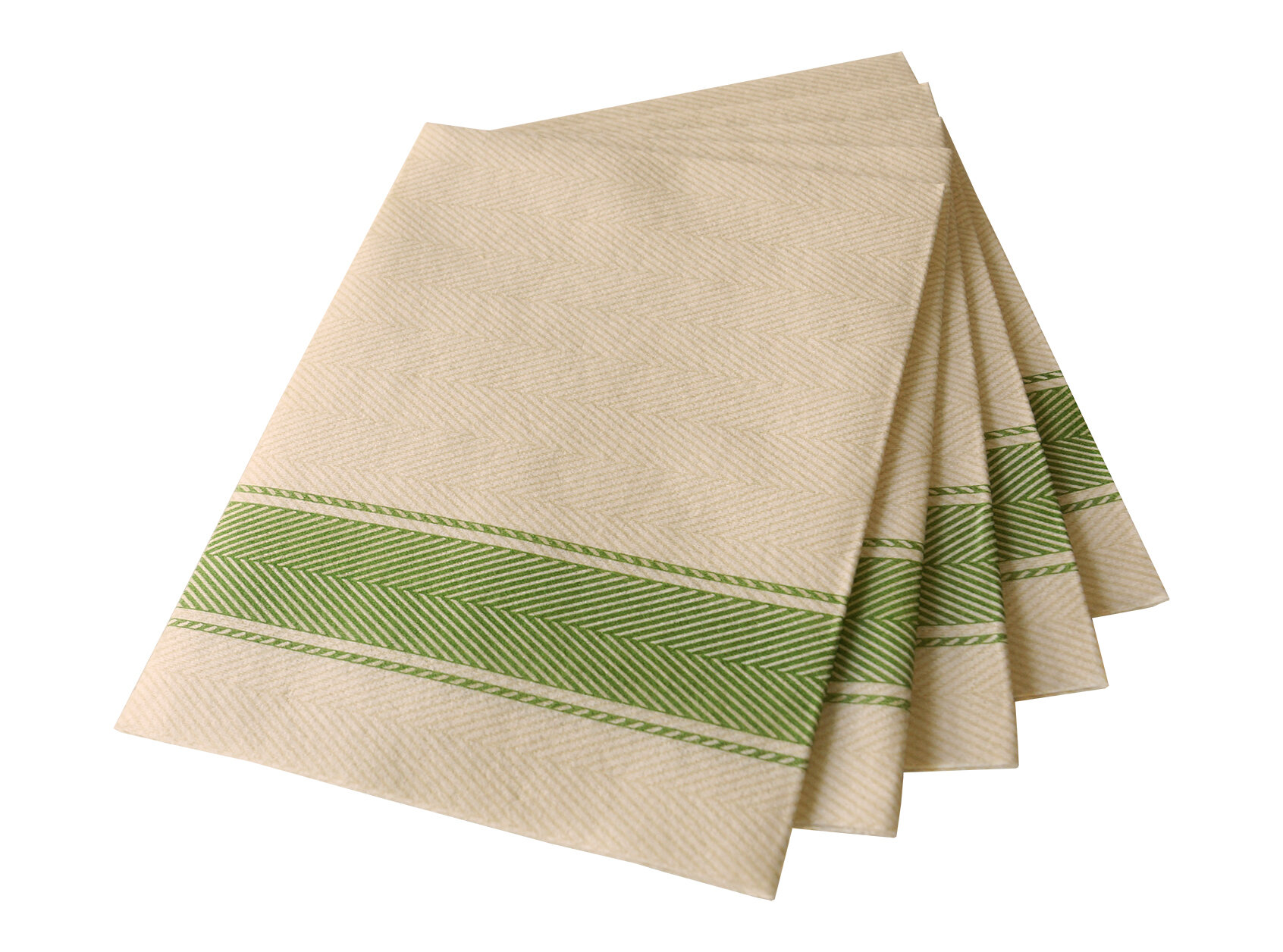 Serviette suplesse Airlaid, beige/grün, 1/4-Falz, 30 x 40 cm