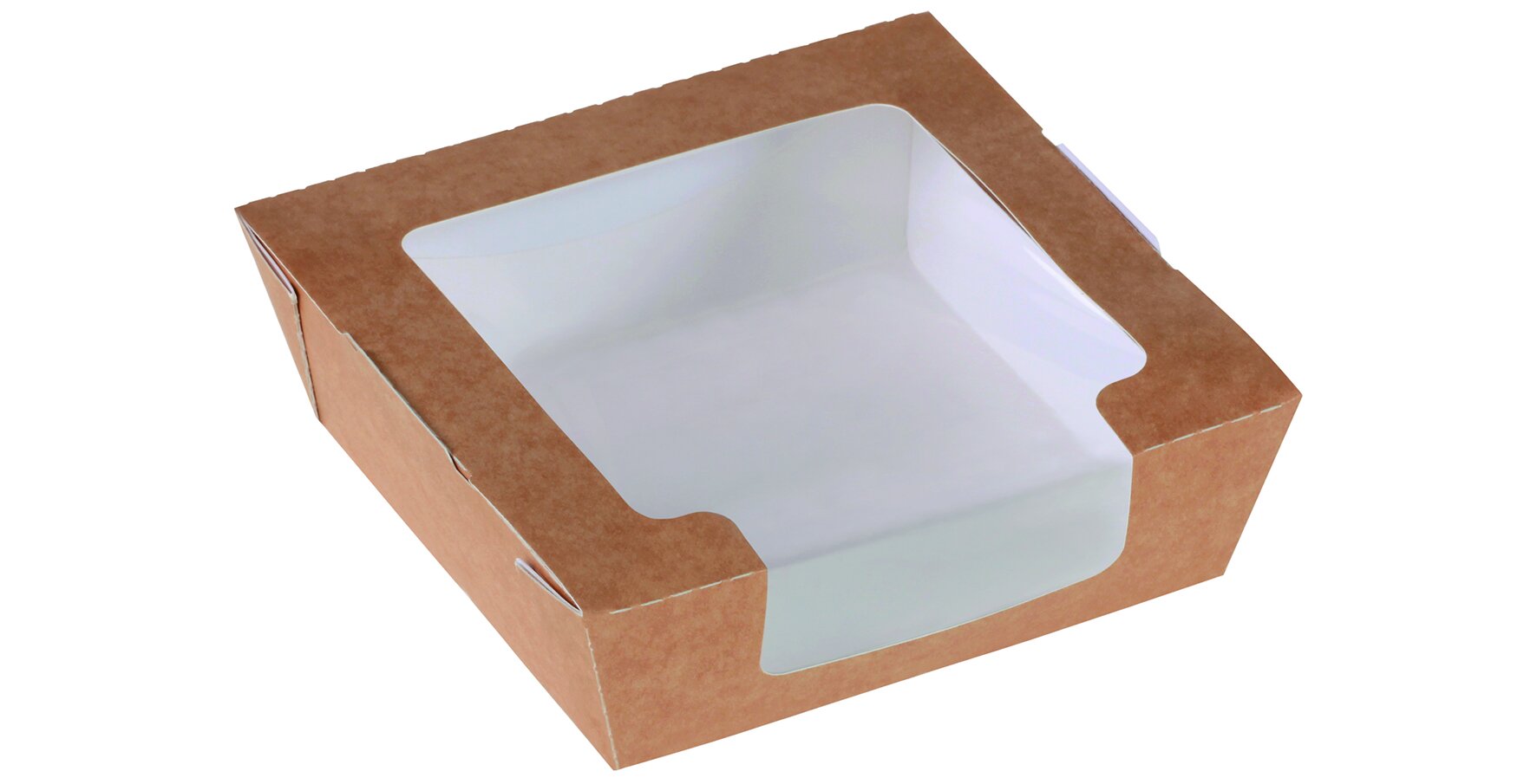 Take-away-Schachtel mit Sichtfenster suplesse Karton/PP, braun, antifog, 700 ml
