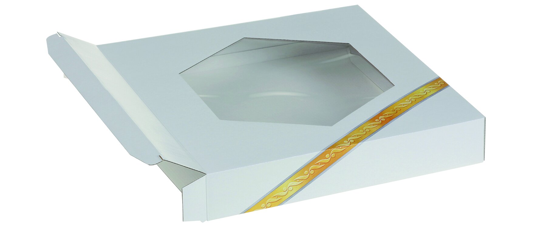 Transportkarton 360x60x360mm weiss, mit Goldstreifen