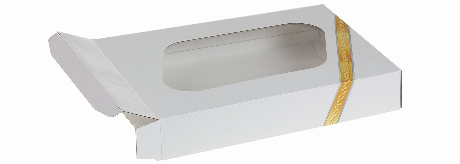 Transportkarton 195x60x270mm weiss, mit Goldstreifen