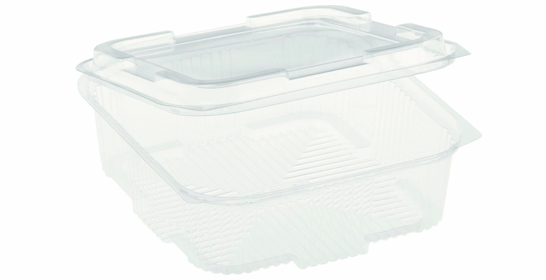 Schale mit Klappdeckel suplesse rPET, transparent, rechteckig, 17.5 x 16.5 cm