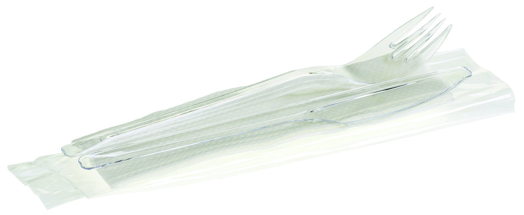 Besteckset Light PS, transpartent, 3-teilig: Gabel, Messer, Serviette