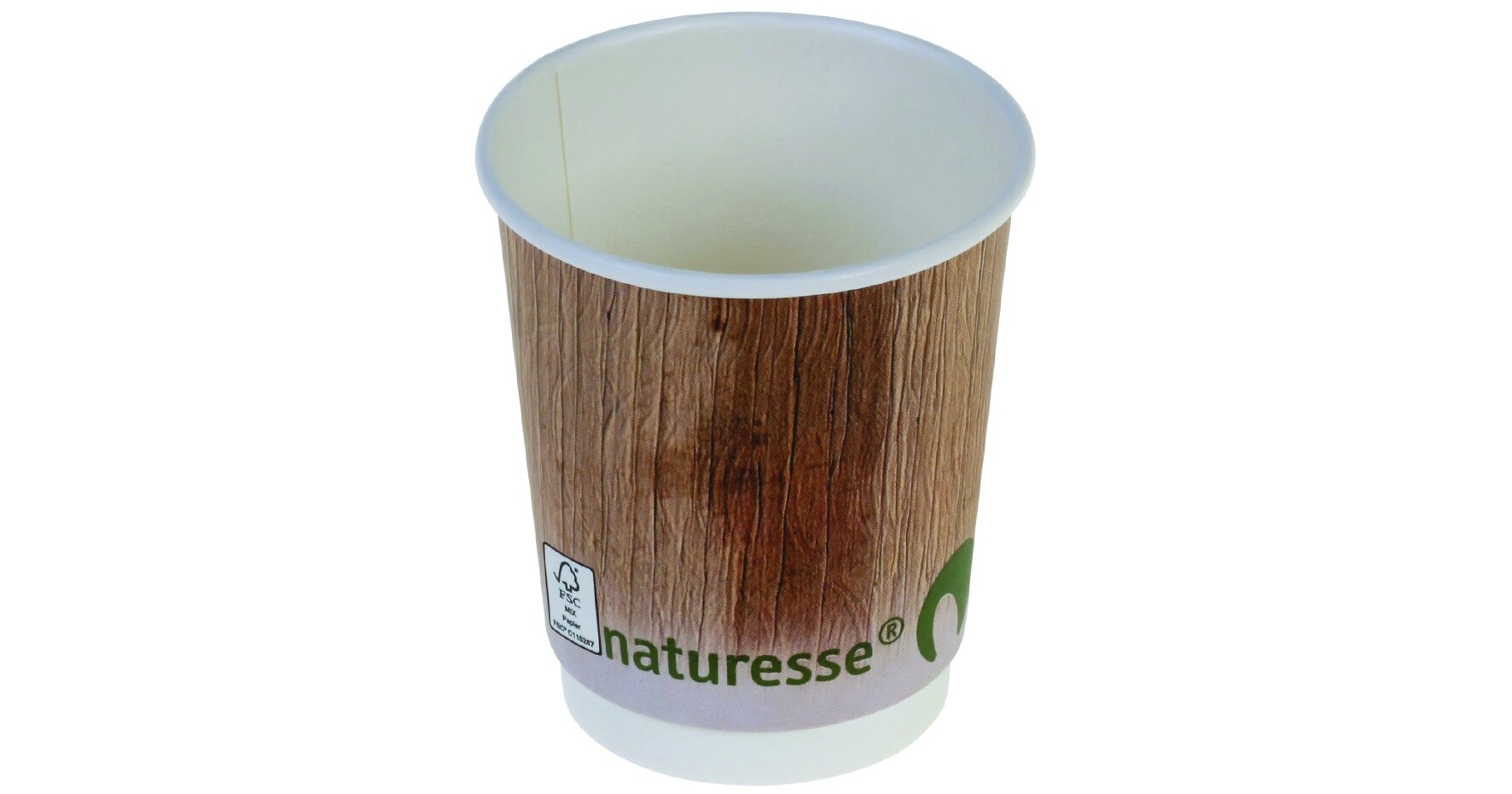 Becher doppelwandig naturesse Karton/PLA, Palmblattdruck, 200 ml