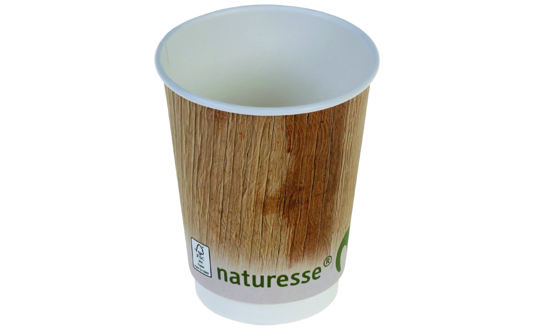 Becher doppelwandig naturesse Karton/PLA, Palmblattdruck, 300 ml