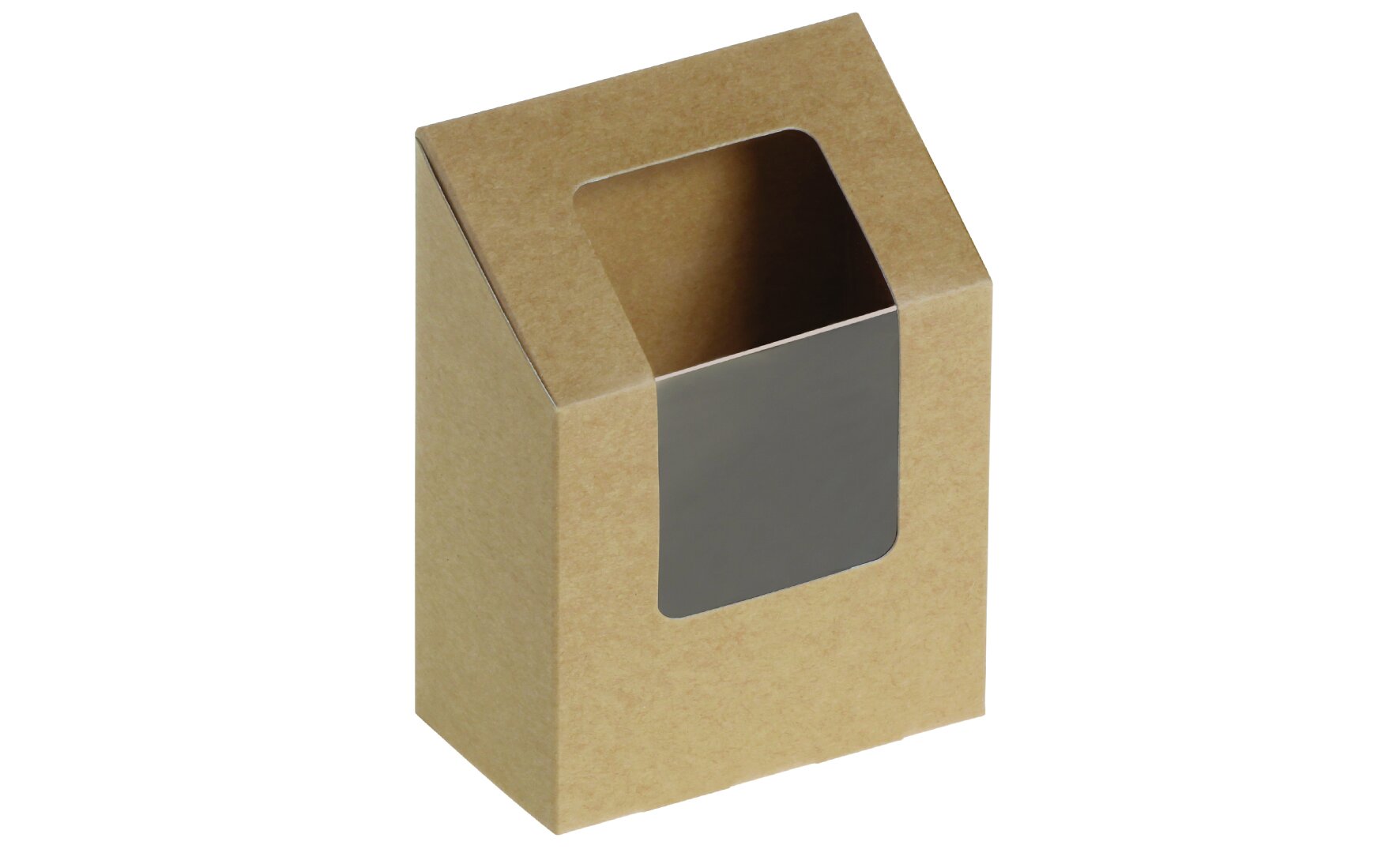 Take-away-Schachtel mit Sichtfenster naturesse Karton/PLA, braun, 12.1 cm