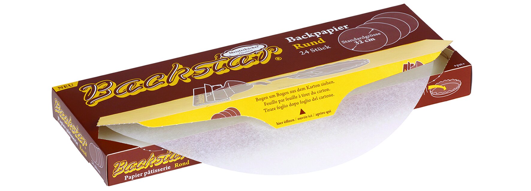 Backpapier suplesse Backstar, braun, 24 Bogen, Ø 32 cm