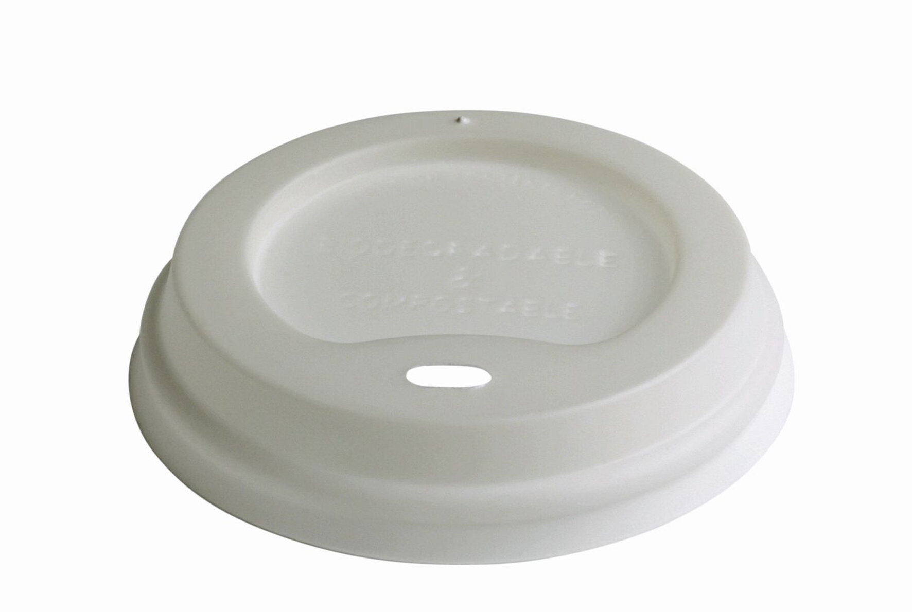 Domdeckel mit Trinköffnung naturesse CPLA, weiss, rund, Ø 6 cm