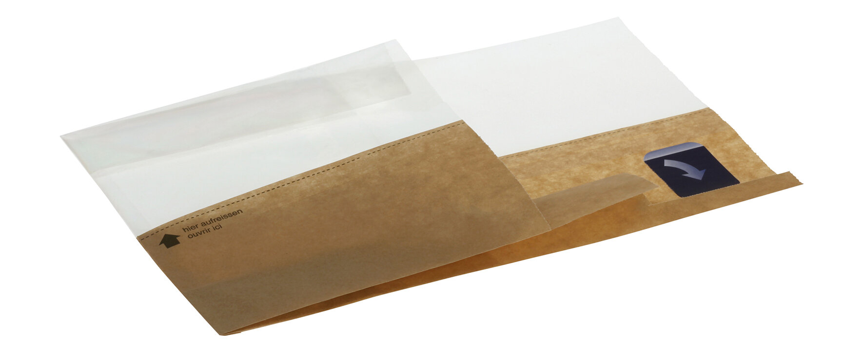 Beutel mit Sichtfenster suplesse Papier/PET, braun, 15 x 10 cm