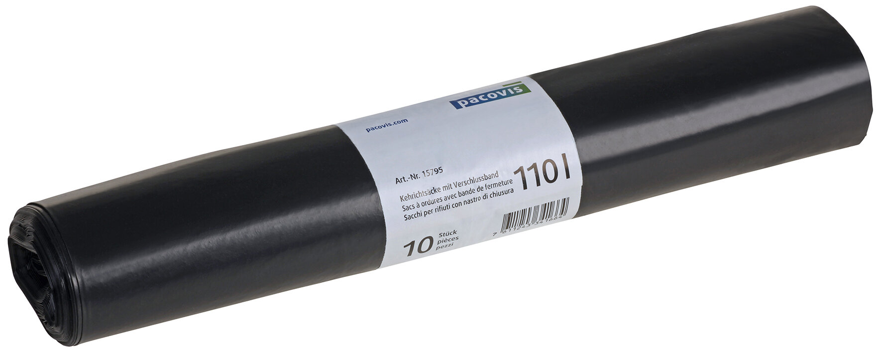 Abfallsäcke mit Verschlussband Recycling LDPE, schwarz, 110 l, 53 my