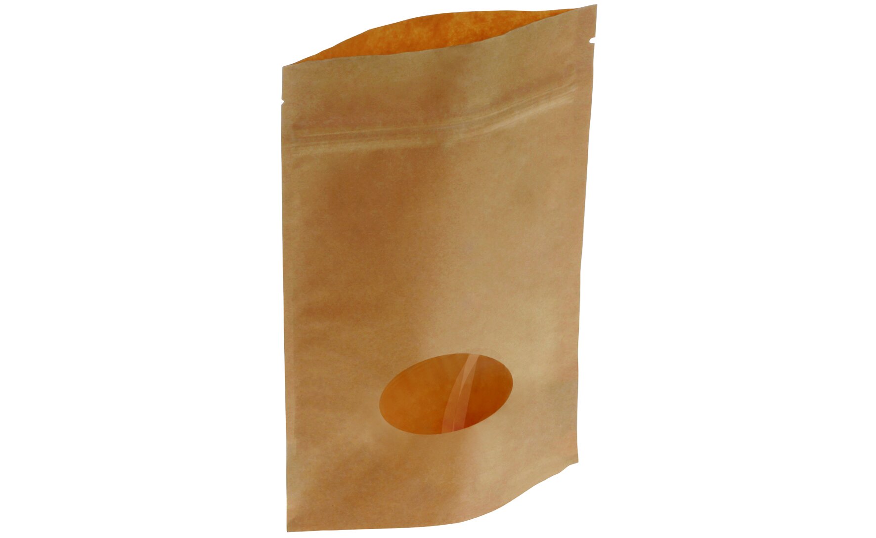Standbodenbeutel mit Sichtfenster suplesse Papier/PE, braun, 150 g