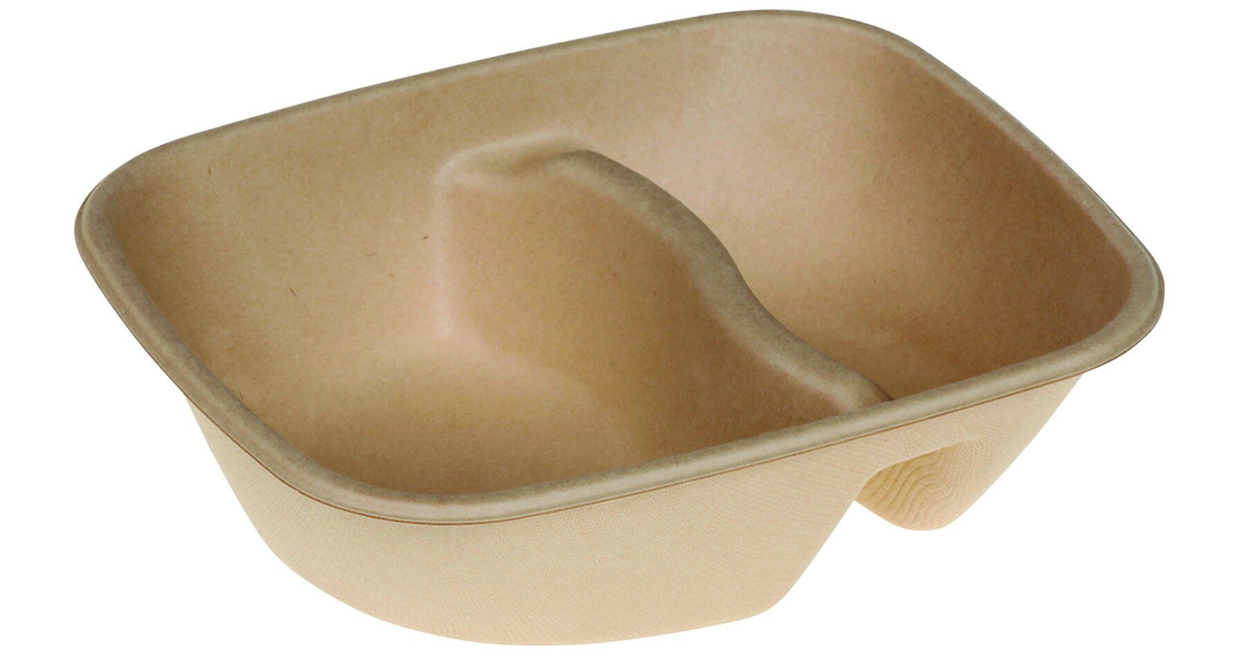 Schale naturesse Zuckerrohr, rechteckig, 2-geteilt, 580 ml