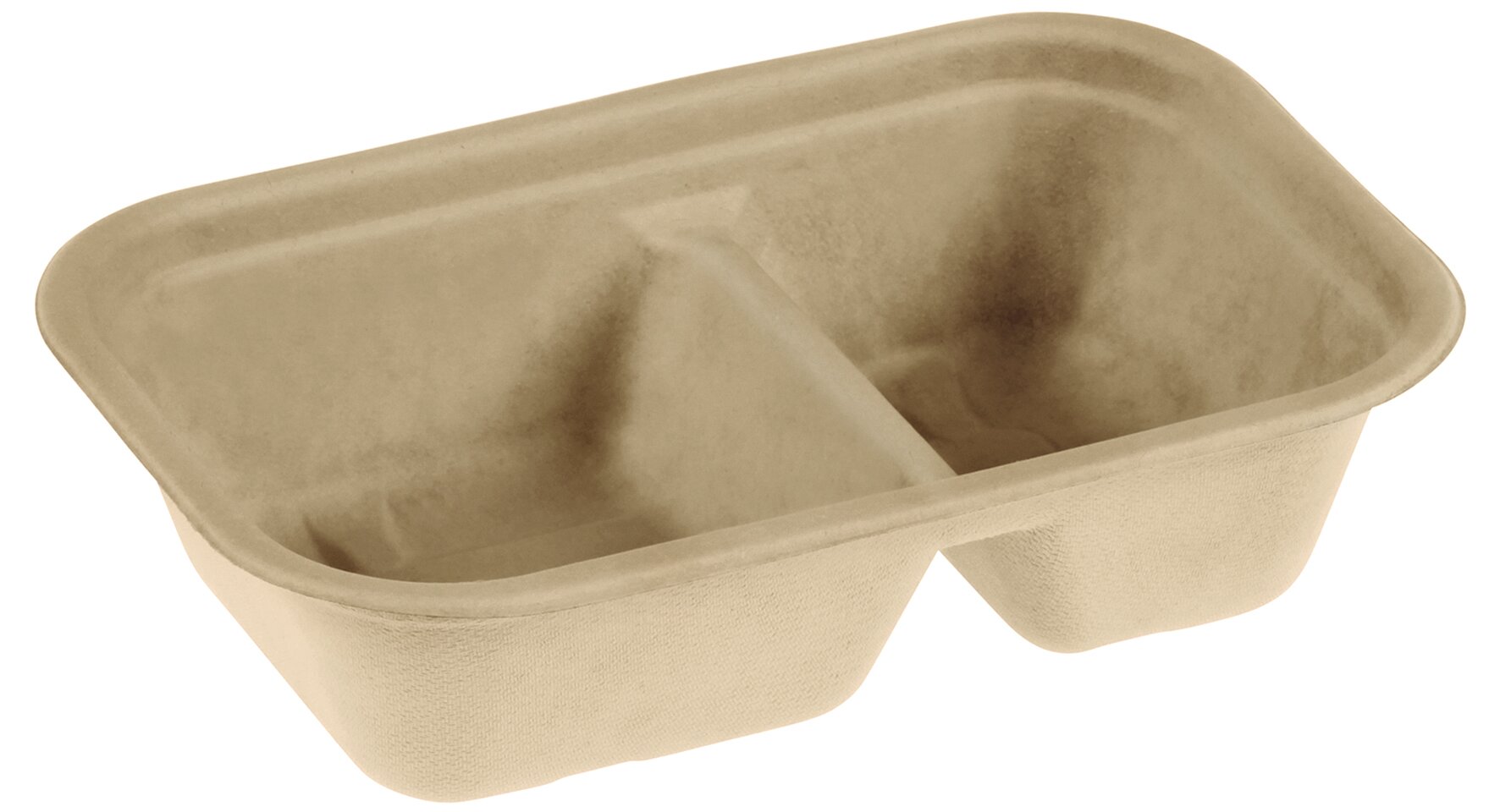 Schale naturesse Zuckerrohr, rechteckig, 2-geteilt, 420/250 ml