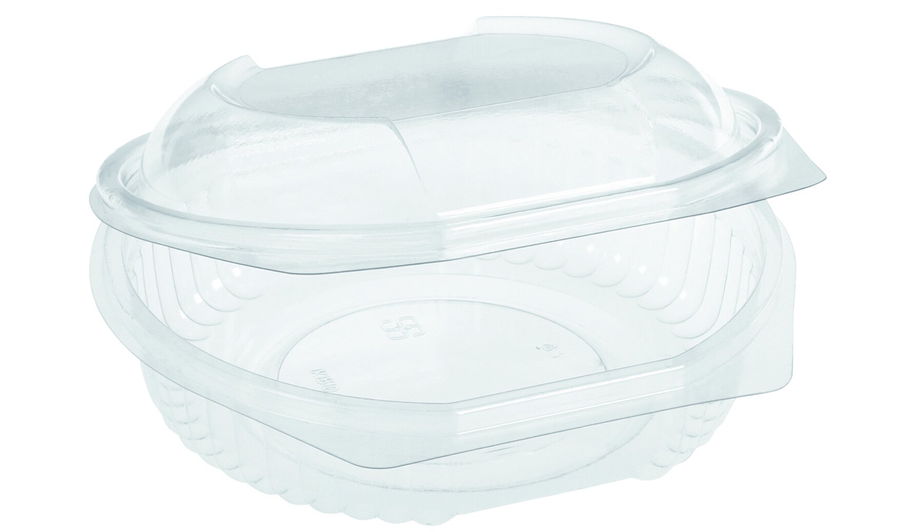 Schale mit Klappdeckel naturesse PLA, transparent, oval, 600 ml