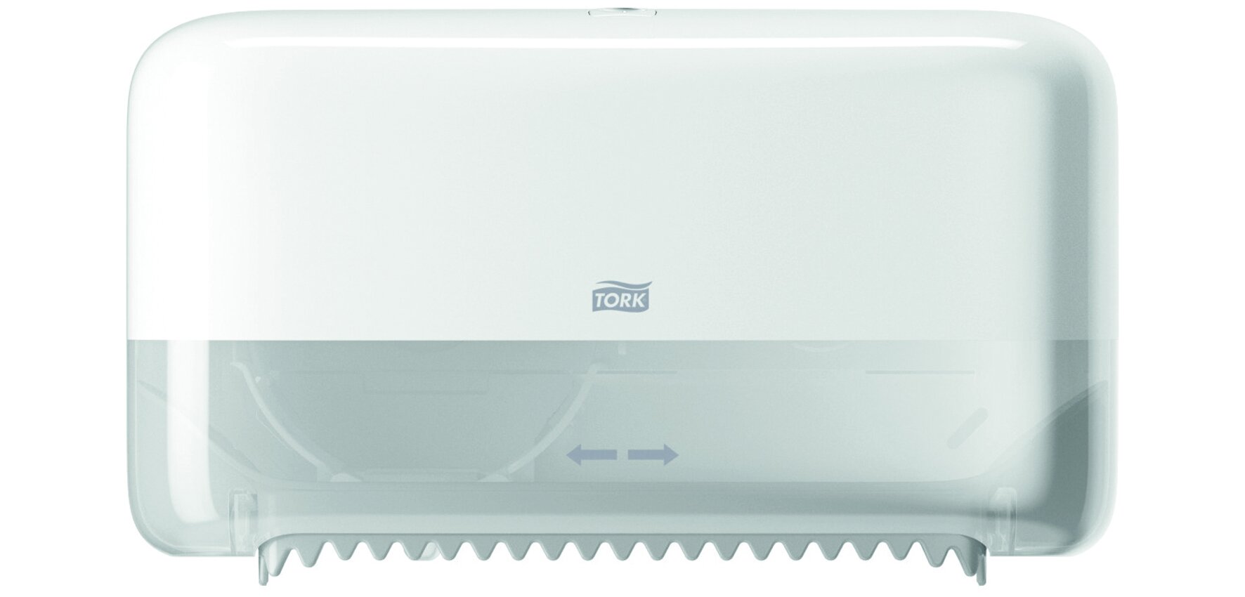 Toilettenpapierspender mit Abrisssystem Tork T7 OptiServe®, weiss, 2 Rollen