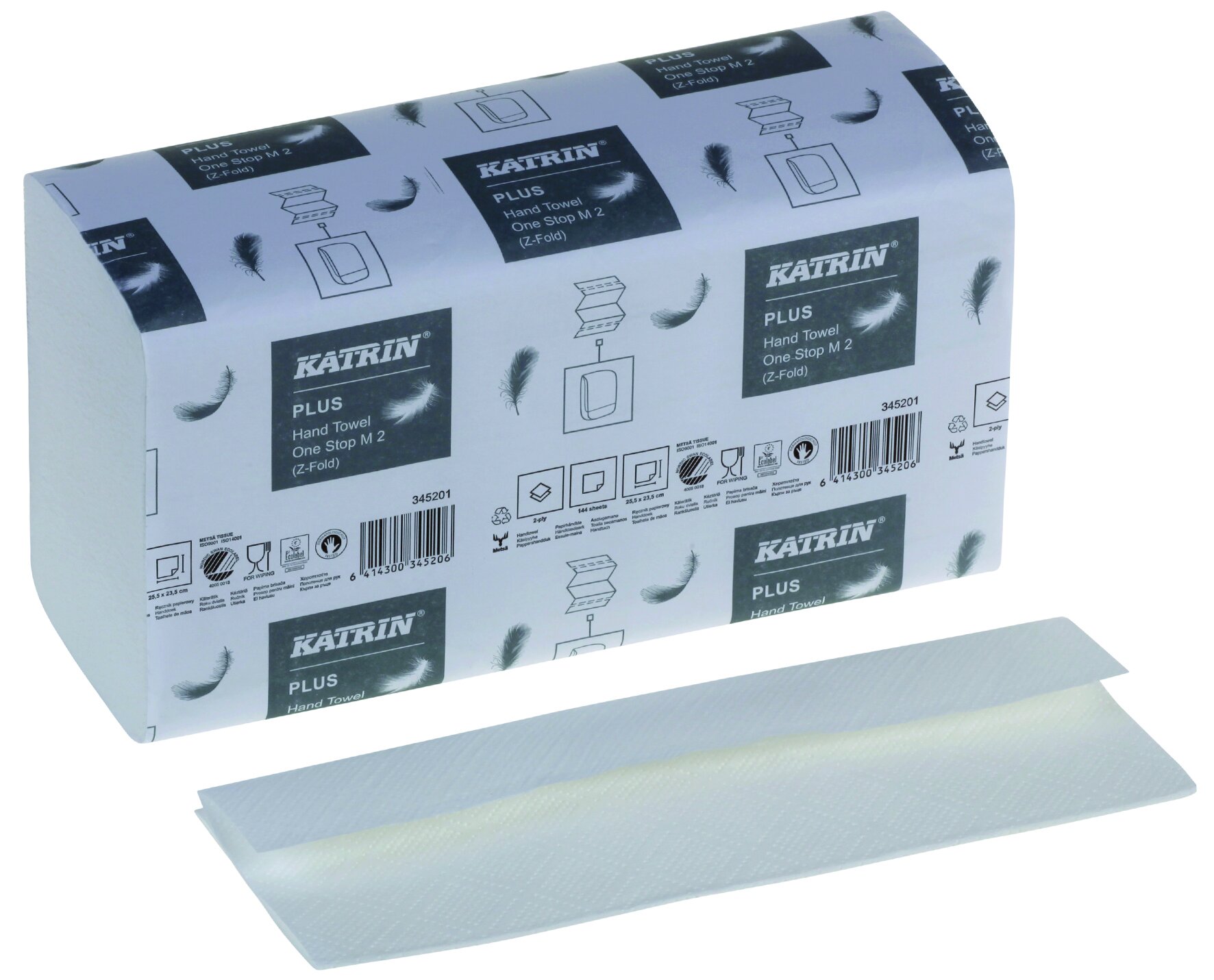 Papierhandtuch Katrin Plus weiß, 2-lagig, Z-Falz, 24 x 24 cm