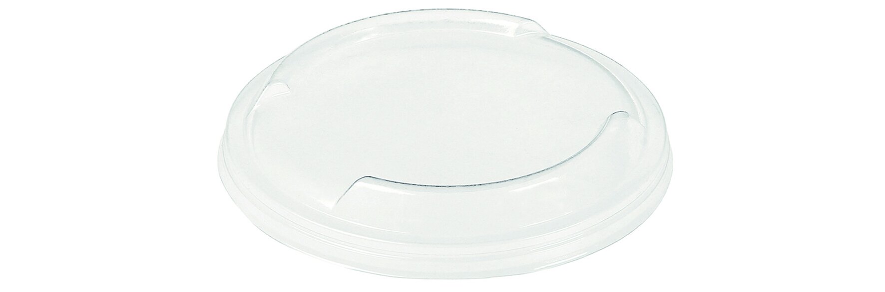 Deckel PLA, transparent, rund, mit Banderolenaussparung, Ø 9,6 cm