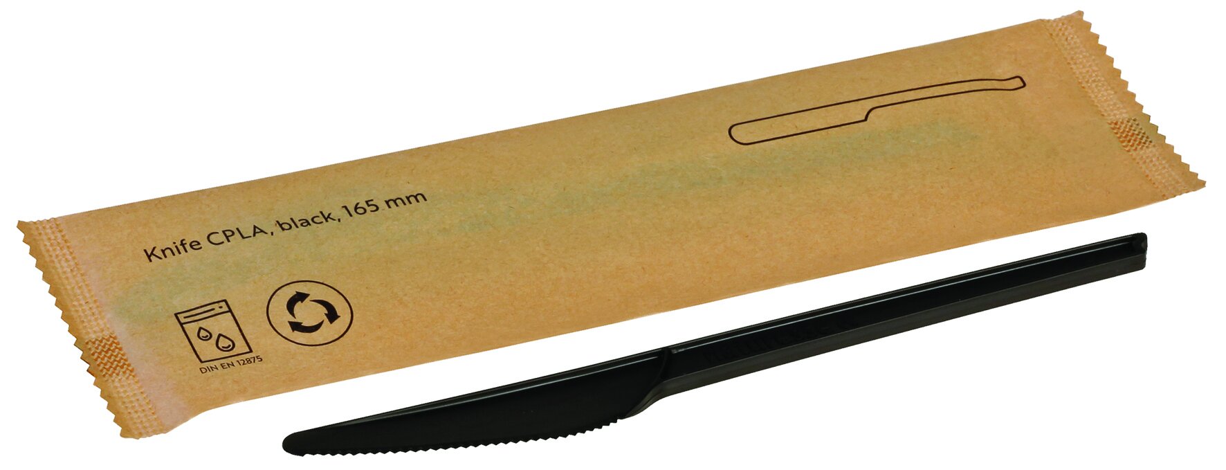 Messer naturesse CPLA, schwarz, einzeln verpackt, 16.5 cm