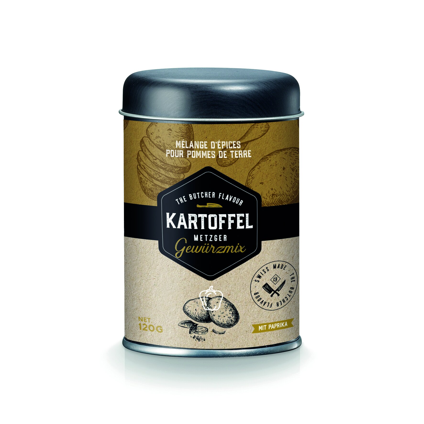 Kartoffel Gewürz "Butcher" Karton mit 8 Dosen à 120g