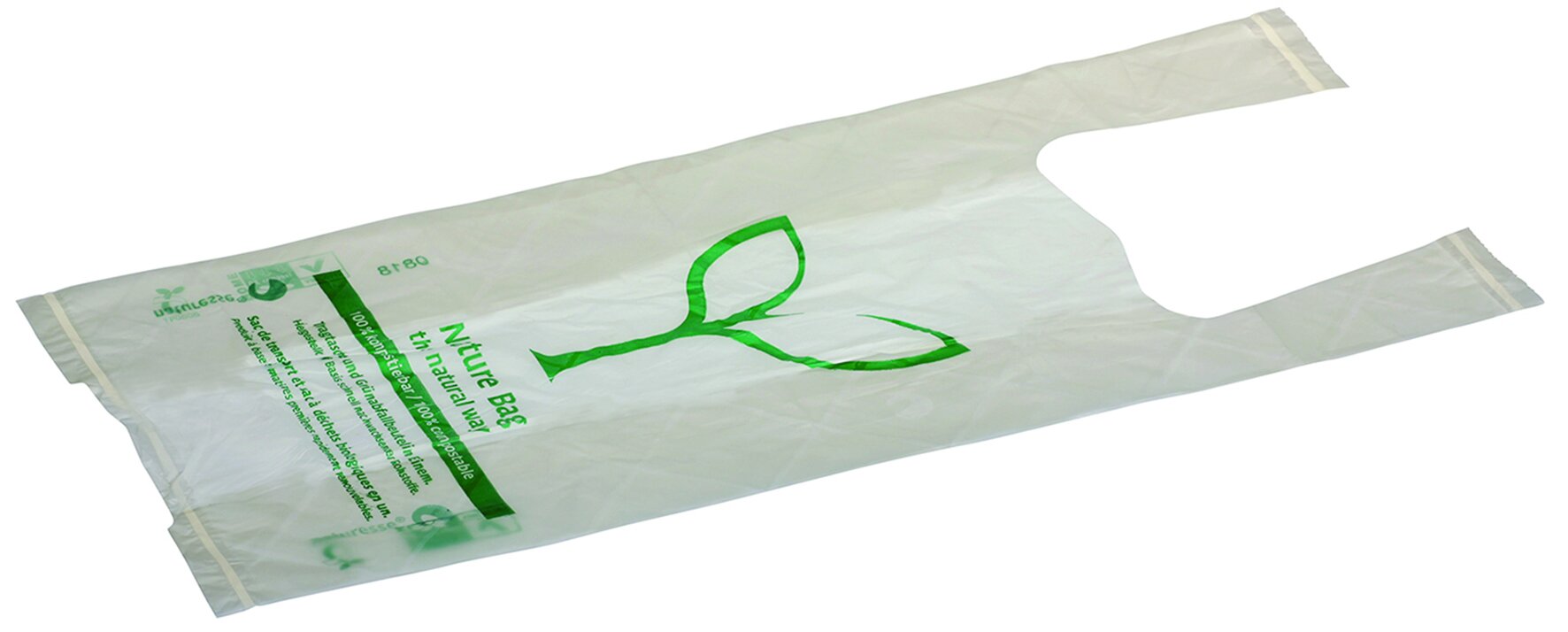 Knotenbeutel MaterBi 2-farbig 27.5+2x8x50cm/0.023mm