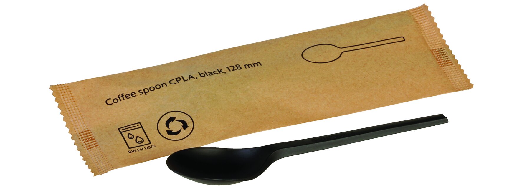 Kaffeelöffel naturesse reusable CPLA, schwarz, einzeln verpackt, 12.8 cm