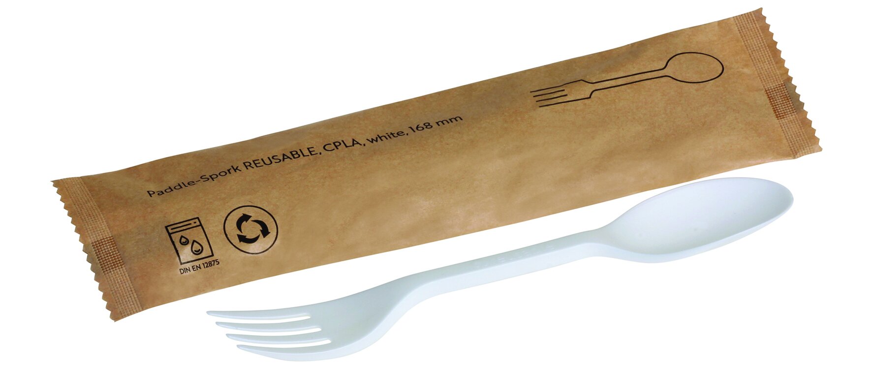 Spork naturesse reusable CPLA, weiss, einzeln verpackt, 16.8 cm