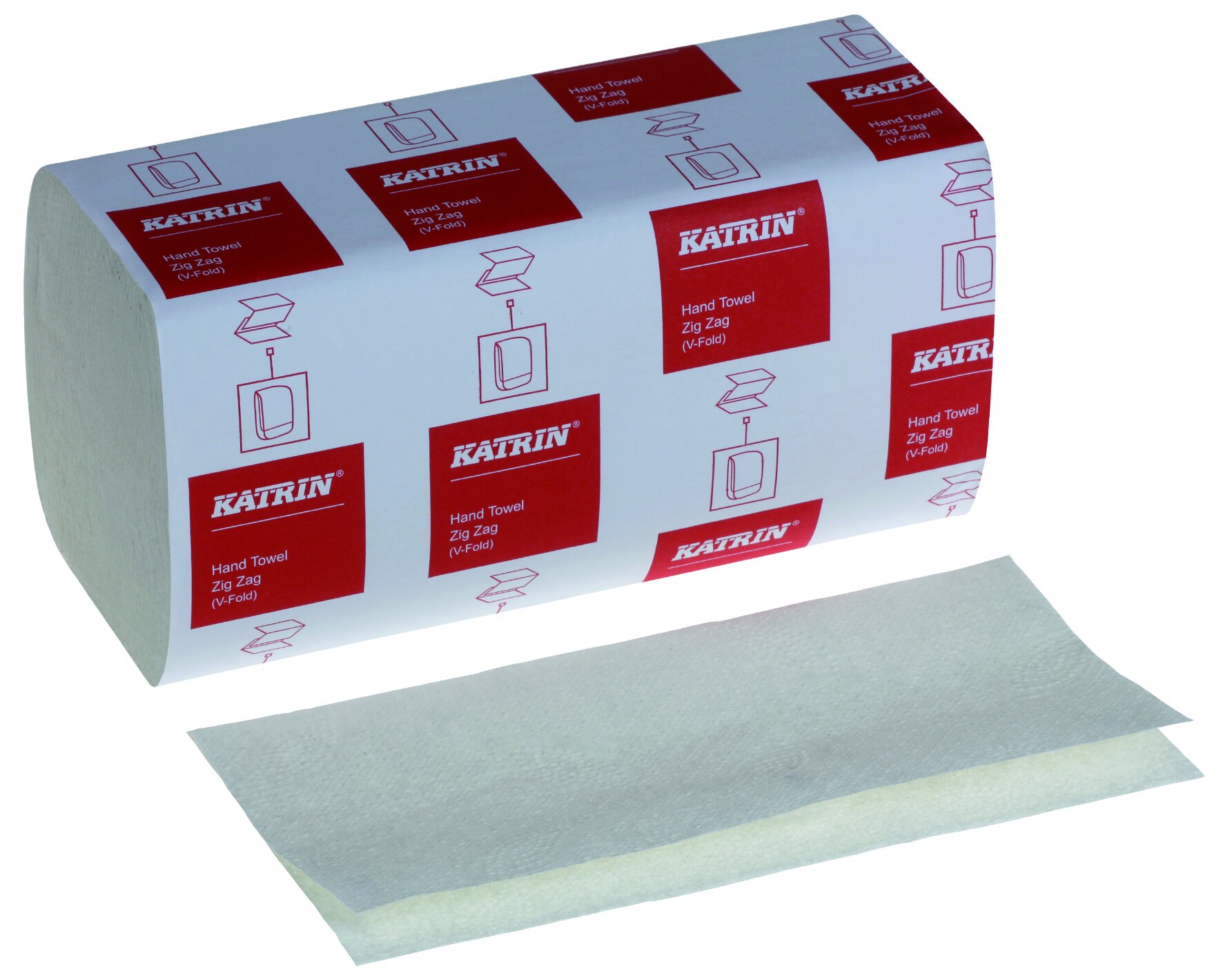 Papierhandtuch Katrin Classic Recycling weiss, 1-lagig, V-Falz, 24,3 x 23,3 cm
