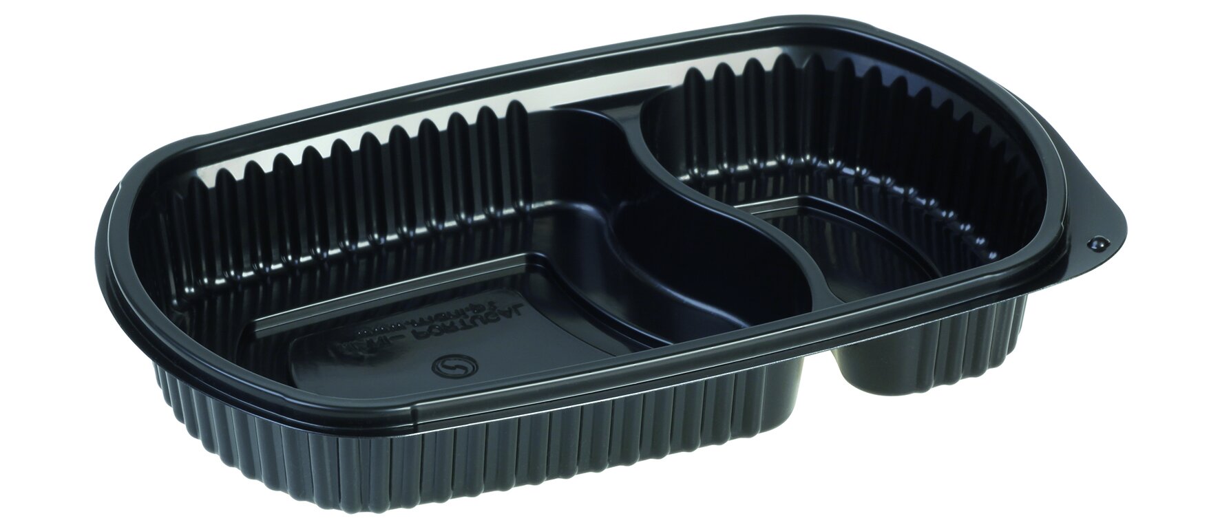 Menüschale PP, schwarz, 2-geteilt, 1000 ml, 23,5 x 14,8 x 4 cm