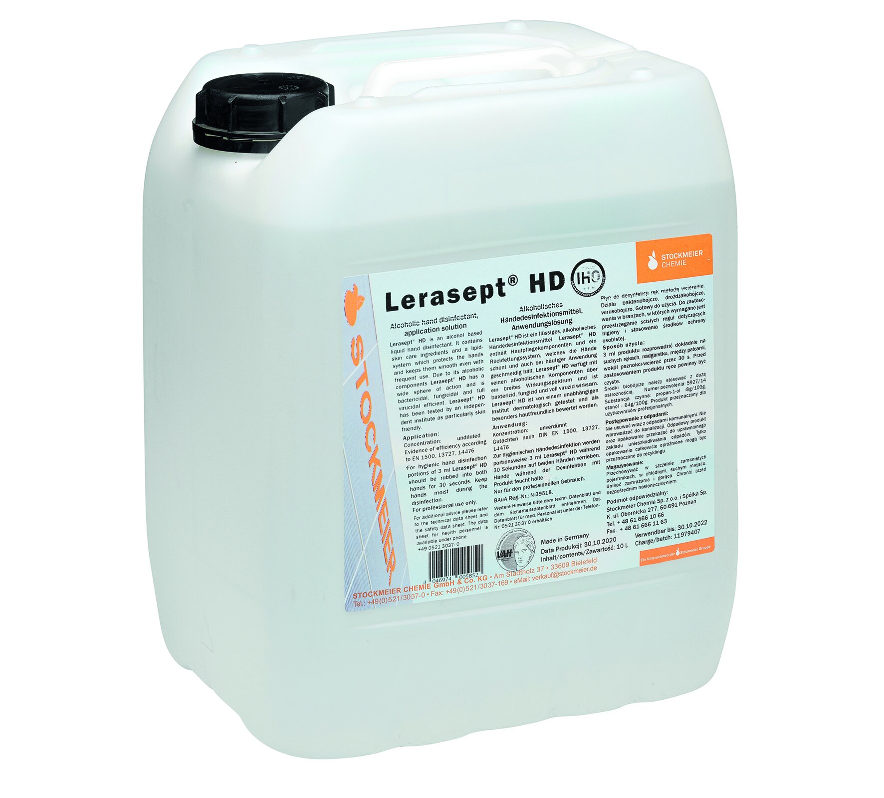 Handdesinfektionmittel Lerasept® voll viruzid wirksam, 10 l