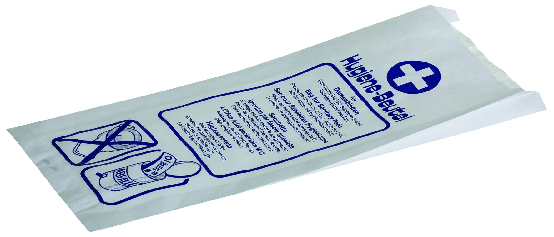 Hygienebeutel Katrin, weiss, geblockt