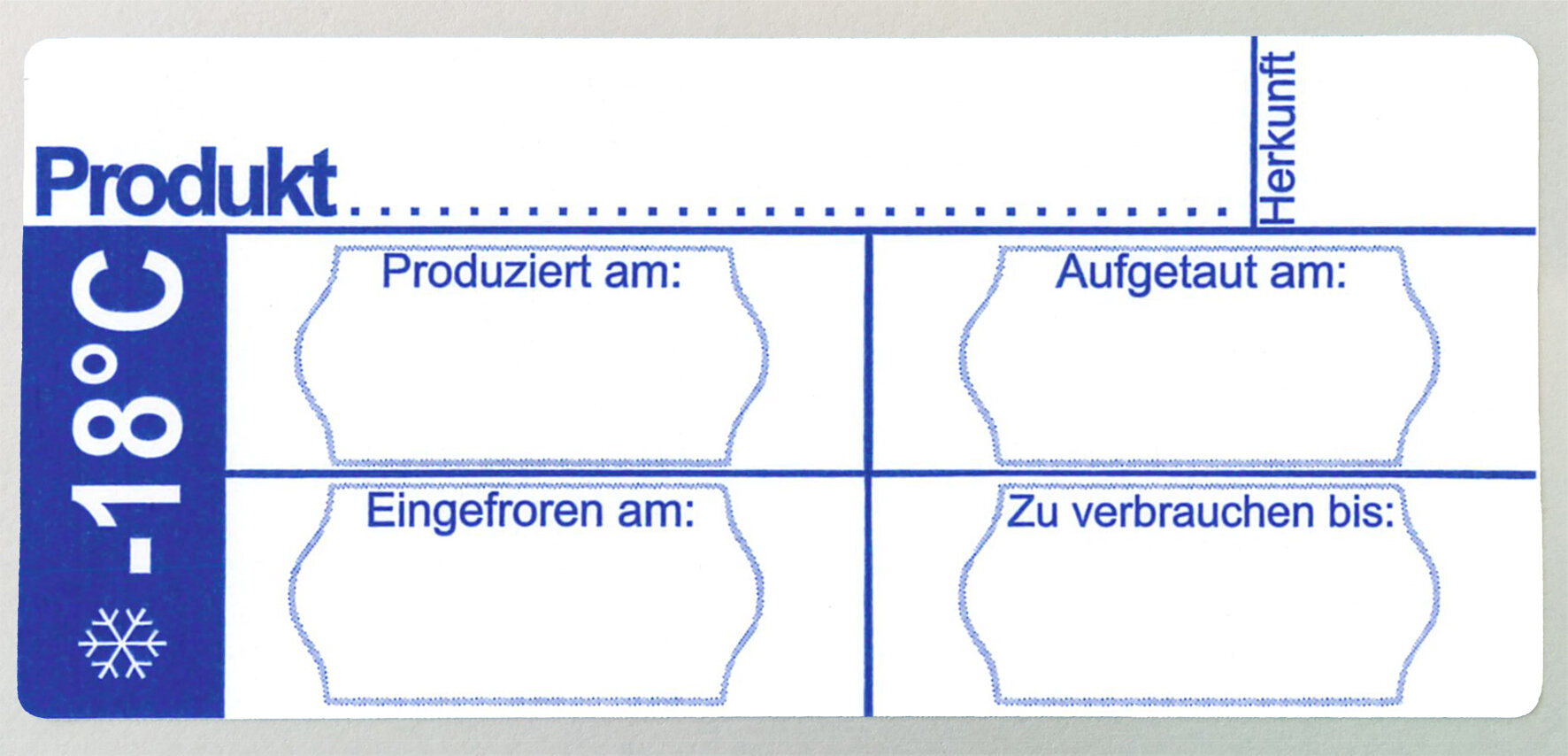 Etiketten auf Rolle Papier, weiss/blau, 8 x 3.6 cm