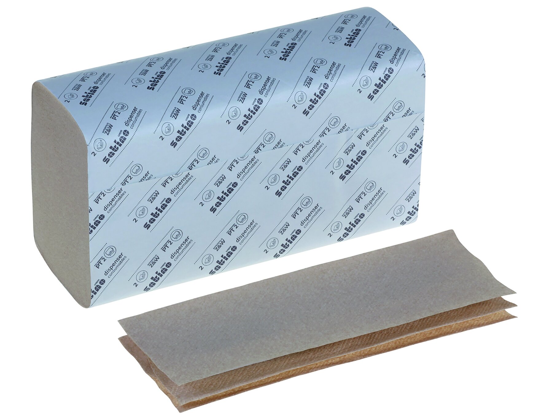 Papierhandtuch Recycling, beige, 2-lagig, W-Falz, 32 x 20,6 cm