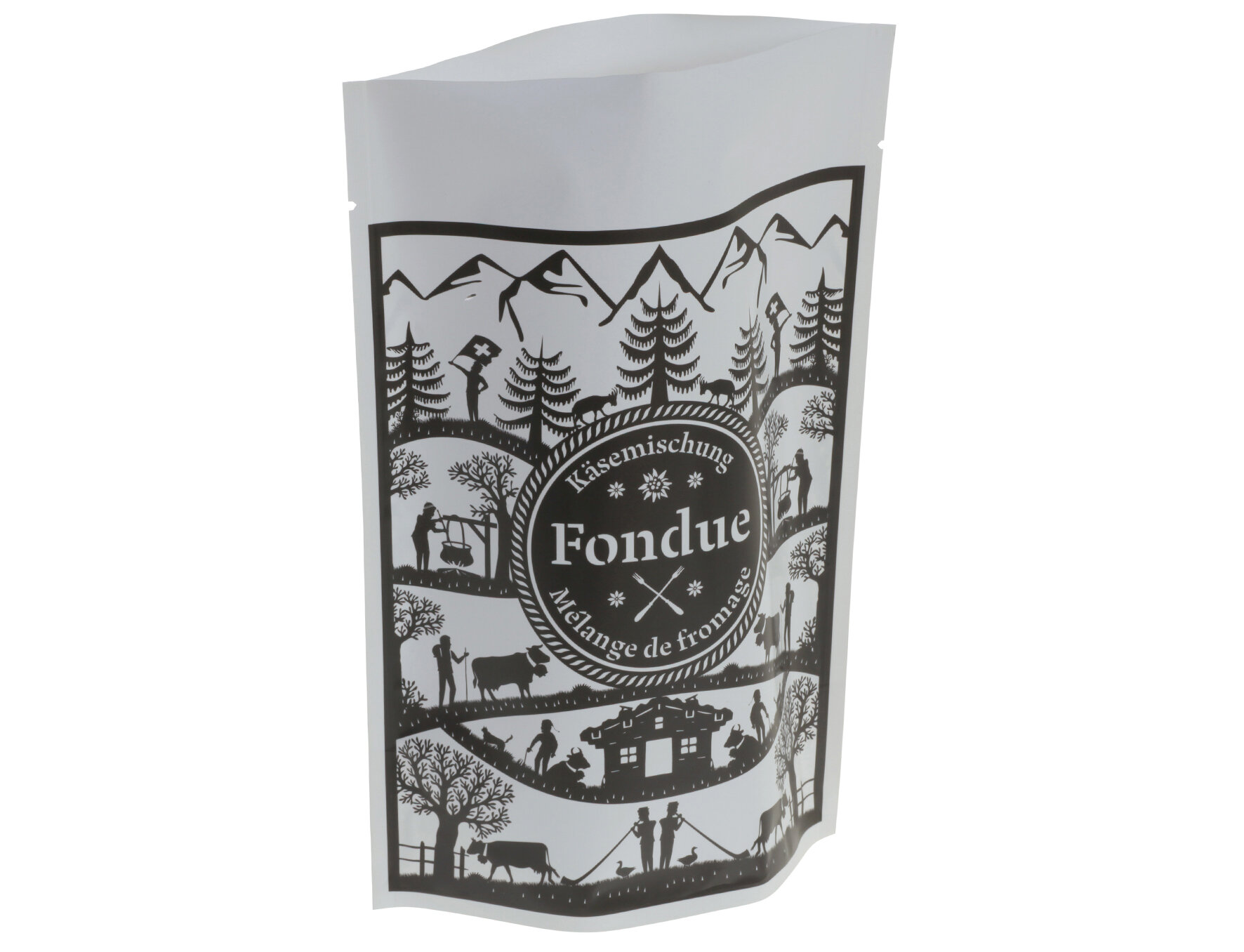 Fonduebeutel "Scherenschnitt" 1kg, 205x300+120mm