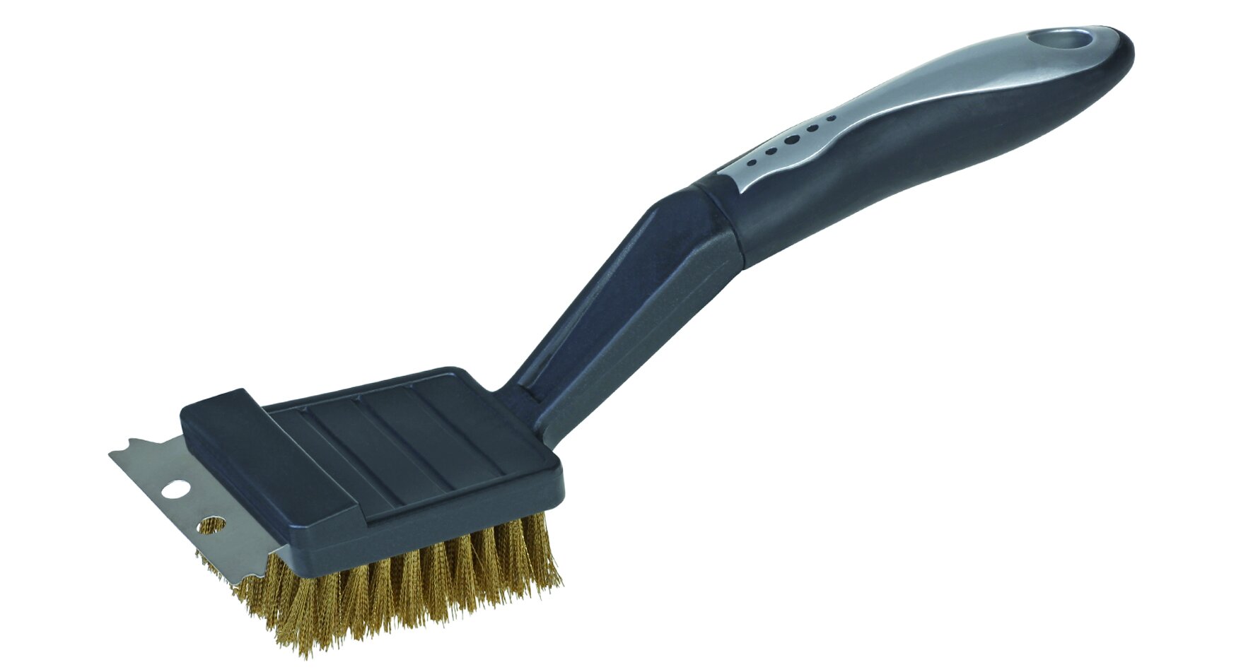 Grillbürste mit Metallschaber PP, schwarz