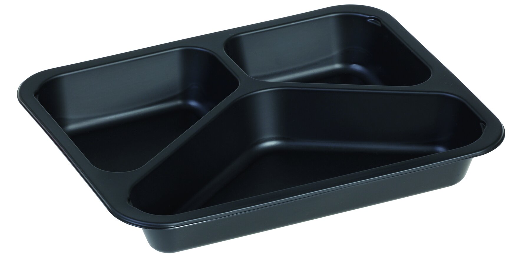 Schale PP, schwarz, rechteckig, 3-geteilt, 770 ml