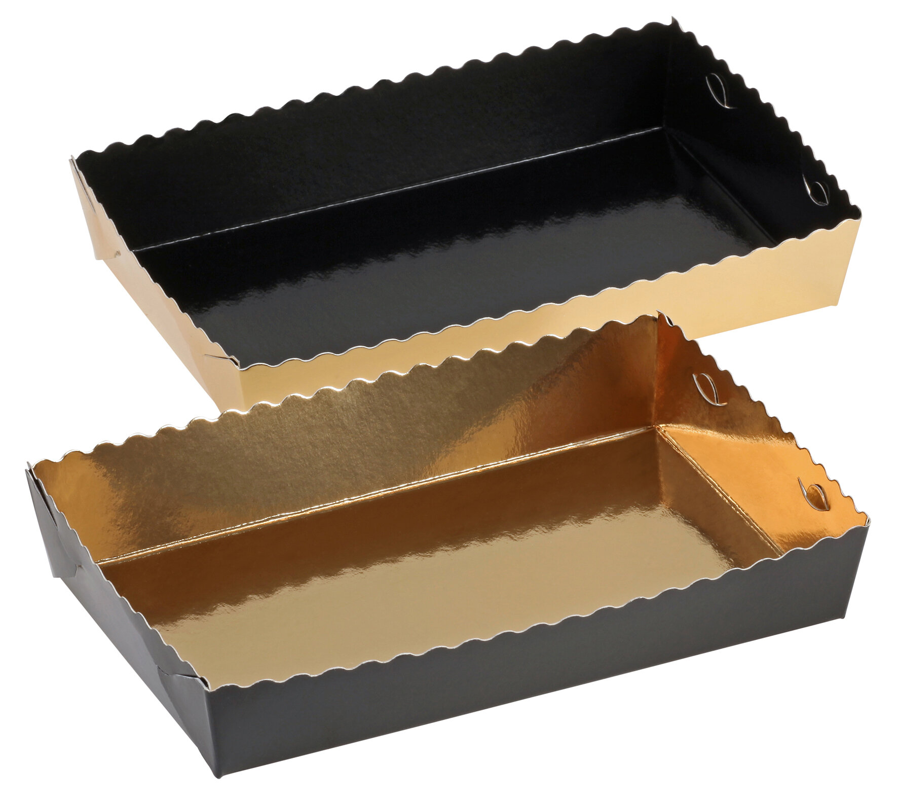Gebäckschale suplesse Karton/PET, gold/schwarz, 12 x 19 cm