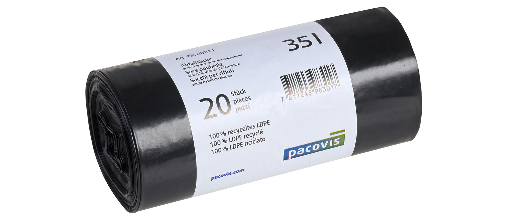 Abfallsäcke ohne Zugband LDPE, schwarz, 35 Liter
