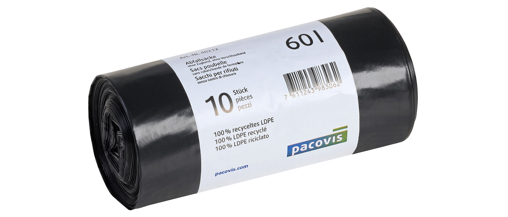 Abfallsäcke ohne Zugband LDPE, schwarz, 60 Liter