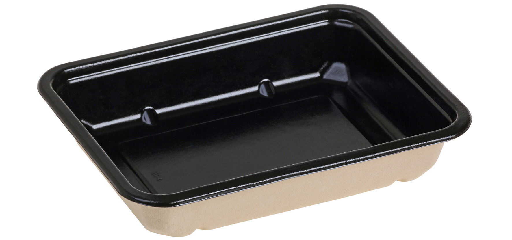 Menüschale suplesse Zuckerrohr/CPET, naturbelassen/schwarz, 1050 ml