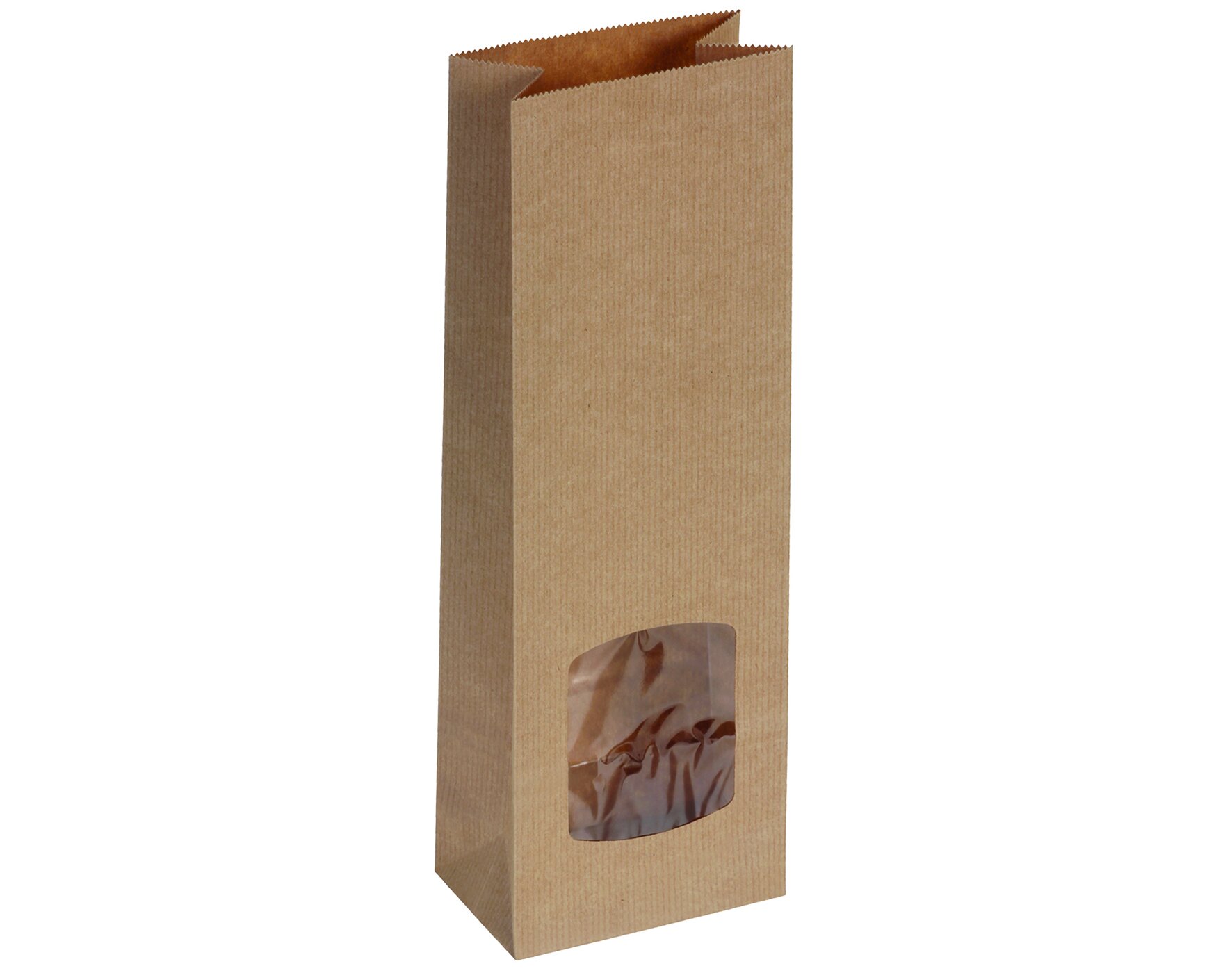 Beutel Kraft/PP mit Fenster 80gm², 10x29+6cm