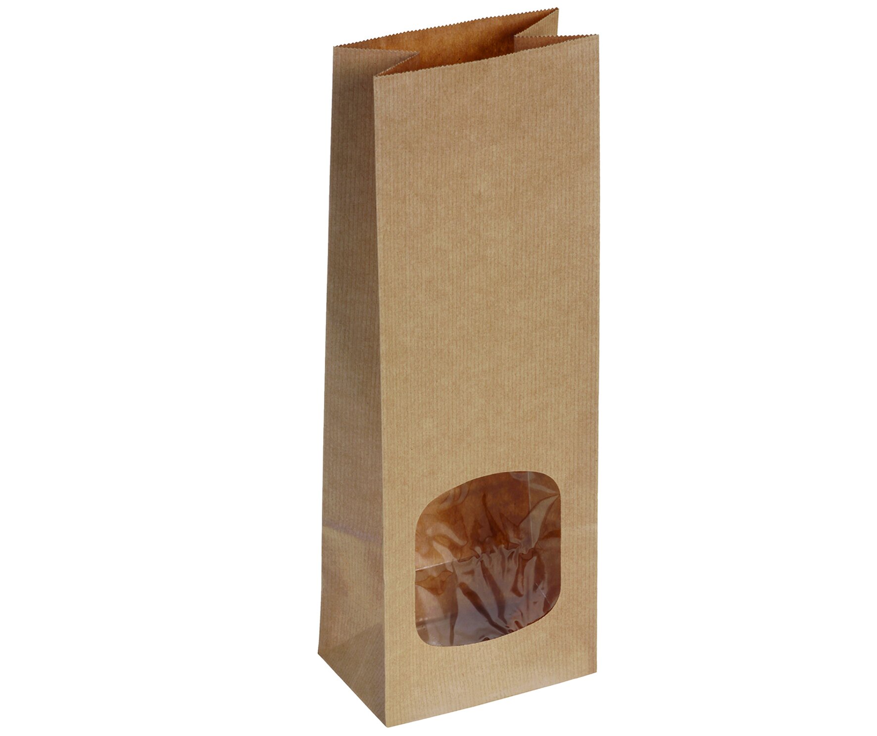 Beutel Kraft/PP mit Fenster 80gm², 12x34+8cm