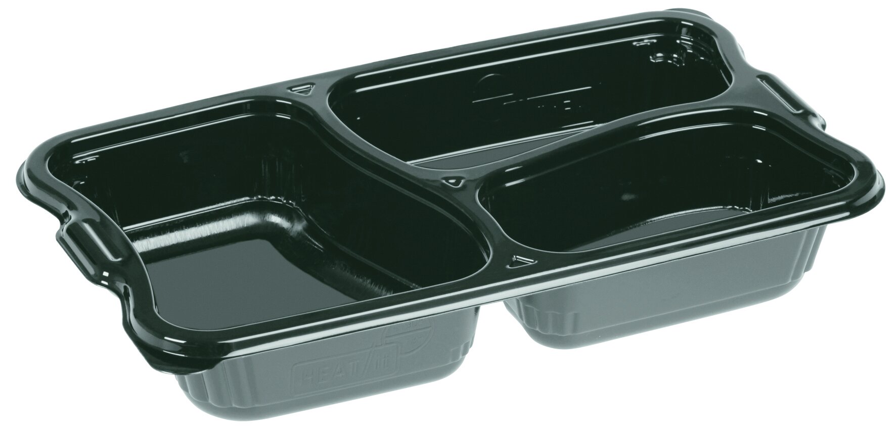 Menüschale suplesse rCPET, schwarz, rechteckig, 3-geteilt, 1095 ml
